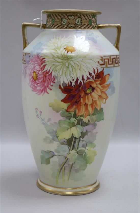 A Japanese hand painted porcelain vase height 31cm